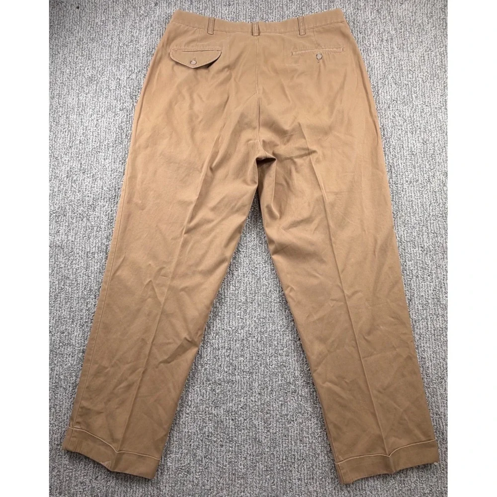 VTG Polo Ralph Lauren Hammond Pant Men 36x30 Tan Double‎ Pleated Cuffed Chinos